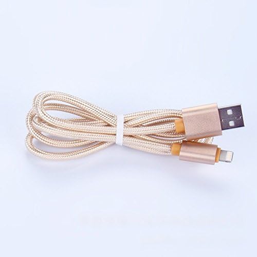[Backup for Mobile Electronics] Techbros Iphone Data Cable Unique Flat Nylon Design USB Cable Quick Charge &amp; High Speed compatible for iphone 5 5s 6 6plus SE Smartphones (1 year warranty) Gold