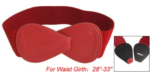 Ladies Interlocking 8-shaped Buckle Elastic Red Waist Belt