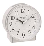 White Alarm Clock with Silent Sweep No Ticking Feature plus Snooze, Auto Shut Off & Light