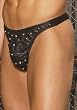 Mens Leather Thong With Studs (Black;Men's One Size)