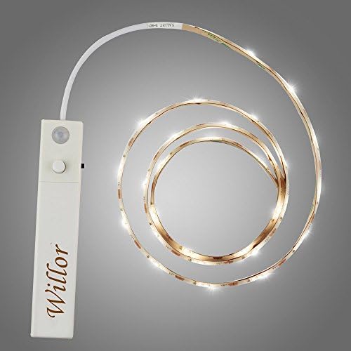 LED Lights Strip 3.3ft 30 LED Rope Lights by Willor Flexible Battery Powered with Human Motion Sensor, Lighting Mode Controller for Cabinet,Closet, Hallway, Stairs, Baby Bedroom (1 Pack
