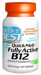 Doctor's Best Quick Melt Fully Active B12 Supplement, 1000 mcg, 60 Count