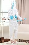 Skycastle(tm) High Quality Blue Unicorn Cartoon Animal Shaped Winter Unisex One-piece Pajamas Hoodie Sleepwear Cosplay Costume (L)