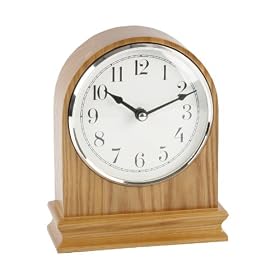 Traditional Bold Oak Quartz Mantel Desk Clock