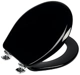 Mayfair 9160CHSL 047 Designer Series Alesio Toilet Seat with Chrome Whisper-Close Hinges, Round, Black