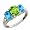 2.25 Ct Oval Green Peridot and Swiss Blue Topaz Argentium Silver Ring