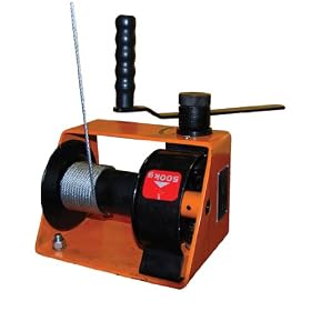 Vestil HWV-1000 Worm Hand Winch with Vertical Handle, 1000 lbs Capacity, 1/4" Rope, 7" Length x 10-1/4" Width x 7" Height