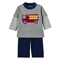 Infant Boys' Just One Year Long-sleeve Firetruck Pant Set - Grey/Blue