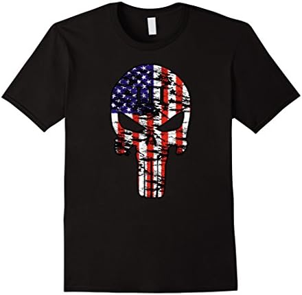 Men's Three Percenter Skull American Flag 2nd Amendment TSHIRT XL Black