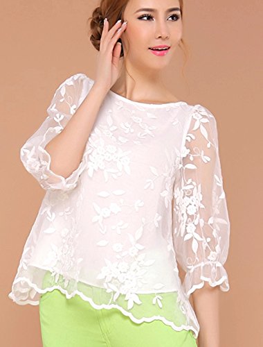 シフォン シャツ パフスリーブ 五分袖 シースルー 刺繍 ブラウス エレガント スーツ ワンピース オーガンジー 長袖 セクシー大きいサイズ コート ロング エレガンス 美脚 デート パーティ 秋物 冬物　m057