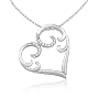 10k White Gold Ornate Filigree Diamond Pendant ( 0.07 cttw, G-H color, I2 Clarity), 18"
