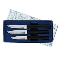 Rada Cutlery Paring Knives Galore 3 Piece Boxed Gift Set, Made in USA, Dishwasher Safe Black Handles (G201)