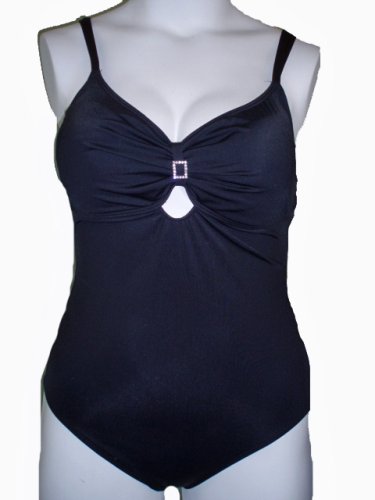 Anne Cole Black Diamond Accented One Piece Suddenly Slim Swimsuit