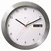 Bai Brushed Aluminum Wall Clock with Automatic Day & Date, White
