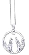 Wolves Solid Sterling Silver Necklace