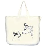 Australian Cattle Dogs art print 20 Inch Zippered cotton canvas Tote Bag