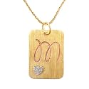 Sterling Silver w/ Diamond Accent "M" Initial Pendant