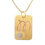 10K Gold Plated Sterling Silver with Diamond-Accent M Initial Pendant
