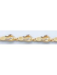 Gold Bracelet 7.5" Single Flip Flop White Straps