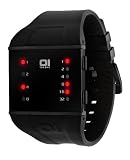01TheOne Men's SLS202R3 Slim Square Red LED Black Polyurethane Watch