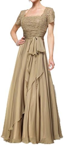 CCHAPPINESS Women's Floor Length Short Sleeve Mother Of The Bride Dresses Light Gold US 22