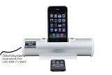 Soundsystem Apple Iphone iPod Touch 2G 3G, 3GS 4G Classic.. weiss. Batteriebetieb 6 Stunden Playback. Micro Hifi stereo Dockingstation Audiosystem Anlage mit Fernbedienung & Lautsprecher 2 x 3 Watt, Farbe weiss - silber
