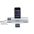 Soundsystem Apple Iphone iPod Touch 2G 3G, 3GS 4G Classic.. weiss. Batteriebetieb 6 Stunden Playback. Micro Hifi stereo Dockingstation Audiosystem Anlage mit Fernbedienung & Lautsprecher 2 x 3 Watt, Farbe weiss - silber