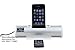 Soundsystem Apple Iphone iPod Touch 2G 3G, 3GS 4G Classic.. weiss. Batteriebetieb 6 Stunden Playback. Micro Hifi stereo Dockingstation Audiosystem Anlage mit Fernbedienung & Lautsprecher 2 x 3 Watt, Farbe weiss - silber