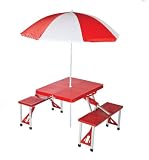 Picnic Plus PSM-101UR Picnic Plus Folding Table/Umbrella Red