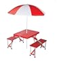 Picnic Plus PSM-101UR Picnic Plus Folding Table/Umbrella Red