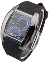 Accmart Cool RPM Turbo Flash LED Watch Car Meter Dial Unisex Wrist Watch Black