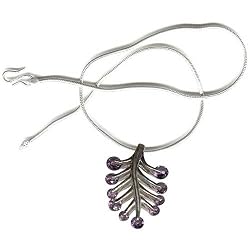 Sterling Silver Amethyst Chain Pendant Jewelry 1.5 Inches