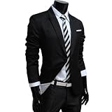 TheLees Mens casual peak lapels 2 button jacket blazer