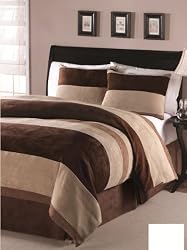 4PCChocolateMicrosuedeDownAlternativeCaliforniaKingComforterSet