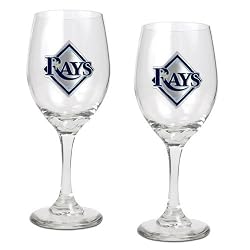 Tampa Bay Rays MLB 2pc Wine Glass Set - Primary Logo by Great American Products