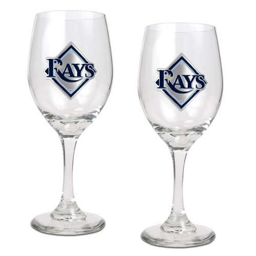 Tampa Bay Rays MLB 2pc Wine Glass Set - Primary Logo