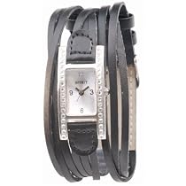 Spirit ASPL11 Womens Black Crystal Set Thong Strap Watch In Presentation Case