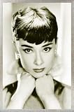 Produkt-Bild: Audrey Hepburn Poster und Holz-Rahmen - Sepia (d) (91 x 61cm)