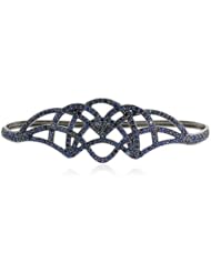 Blue Sapphire Pave Palm Bracelet .925 Sterling Silver Gemstone Jewelry