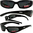 Chicago Foam Padded Smoked Lens Sunglasses - Motorcycle/ATV/Sports Eyewear Matte Black Frame With Shatterproof Polycarbonate Lenses