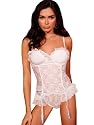 White Stretch Lace Corset Blue Bow detail Garters Removeable Straps Bridal Collection