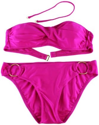 Women's Sexy HOT Halter Bathing Suit Swimsuit Gilding Swimwear Padded Bikini (S, Hot Pink)