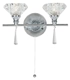 from Oaks Lighting Sahar wall light in polioshed chrome finish complete with K9 crystal glass shades. Model 7049/2 CH