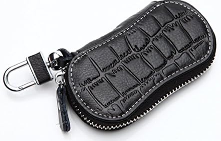 Topxin Crocodile Leather Car Smart Key Holder Case Ring Small Purse Keychain Wallet -- (Black)