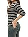 Allegra K Women's Elbow Sleeves Top Round Neck Slim Fit Tee Casual Printed T-Shirt X-Large Black
