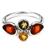 Sterling Silver Baltic Multicolor Amber Classic Ring