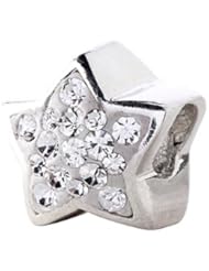 SilveRado (tm) BM011-1 Bling Star Bling White Pandora Compatible Bead / Charm