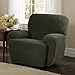 Maytex 4300319 MAYTEX Pixel Ultra Soft Stretch 4 Piece Recliner Arm Chair Furniture Cover Slipcover with Side Pocket, Dusty Olive Green