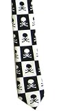 RETRO BLACK AND WHITE SKULL CHECK SKINNY TIE