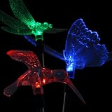 3er Set Solarleuchten Schmetterling Kolibri Libelle Farbwechsel - 3 Stück